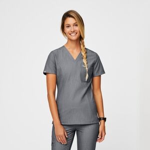 FIGS Slim Catarina One-Pocket Scrub Top in Graphite